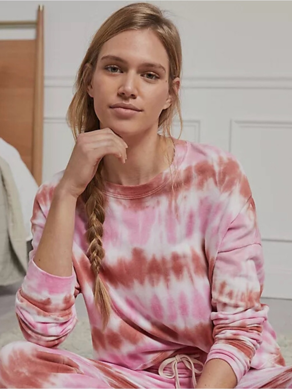 Sundry Pink & Brown Tie-Dye Crewneck Sweatshirt